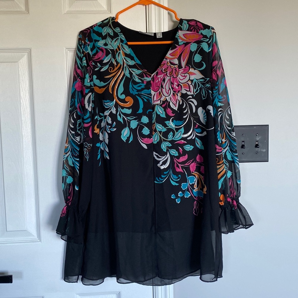 Susan Graver Lined Chiffon Tunic, Size Small